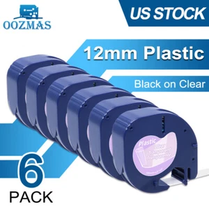 Nastro per etichette in plastica trasparente compatibile 6PK Dymo LetraTag 16952 12 mm LT-100H - Foto 1 di 12
