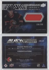 2021-22 SPx UD Black Obsidian Rookie Jersey /399 Shane Pinto #ORJ-SP Rookie RC