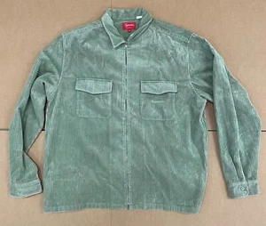 SS23 SUPREME 2 TONE CORDUROY ZIP UP SHIRT GREEN PINK SZ XL - Picture 1 of 3