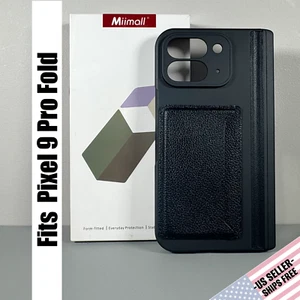 Wallet Case for Pixel 9 Pro Fold - Black | Screen Protector | Hinge Protection - Picture 1 of 20
