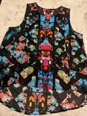 Blusa sin mangas floral abstracta sin mangas mediana Nicole by Nicole Miller para mujer Foto 1 de 4