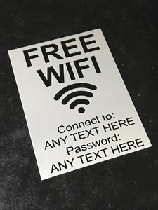 Metal Sign Personalised Free WIFI Password Printed Bar Pub Office Business Work - Picture 1 of 13