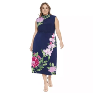 NUEVO Vestido Azul London Times Daniela MIDI Boda 20W - Imagen 1 de 4