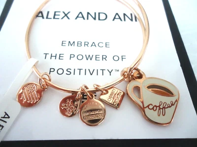 Alex and Ani CANECA DE CAFÉ caridade por design pulseira rosa brilhante nova com etiqueta cartão e caixa - Imagem 1 de 4