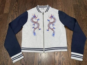 Boys Tea Collection Full Zip Chinese Dragons Cardigan Sweater Youth XL 12 MINT - Picture 1 of 3