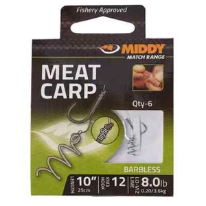 MIDDY BARBLESS MEAT / CARP FISHING HOOKS TO NYLON RIGS Size 12 to 8lb Mono - Picture 1 of 1