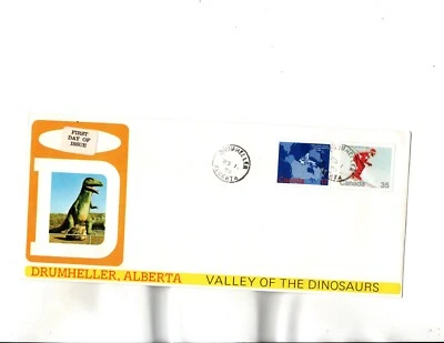 Sc#847,848   FDC DRUMHELLER,AB -Dinosaurs  Cachet - Image 1 of 2