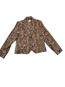 Vintage Zoe Damen hellbraun Gobelin Blazer Paisley Langarm Knopfleiste Jacke Gr. 10 - Bild 1 von 7