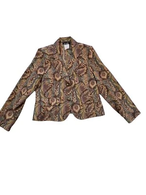 Blazer de Colección Zoe Para Mujer Tapiz Tostado Cachemira Manga Larga Botón Delantero Chaqueta Talla 10 Foto 1 de 4