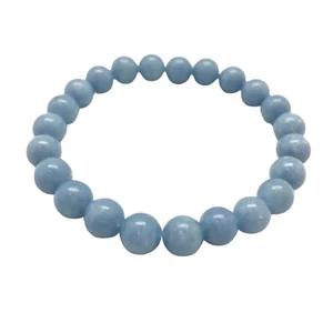 Angelite 8 mm Perlenarmband Hals Chakra Heilung Beruhigend Kristall Handarbeit Verpackt - Bild 1 von 6