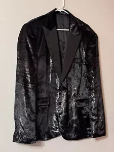 Giacca tuta blazer COOFANDY uomo nero smoking taglia XL scintillante matrimonio ballo - Foto 1 di 14