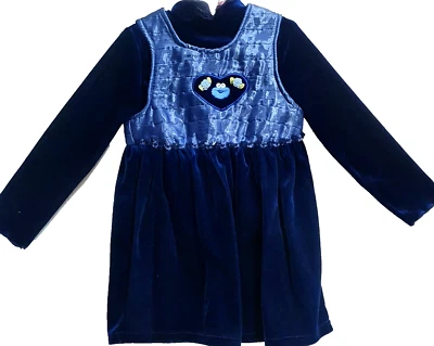 TALLA 5T 2 piezas VESTIDO DE TERCIOPELO AZUL MONSTRUO GALLETA CALLE SÉSAMO - JERSEY + CAMISA Foto 1 de 4