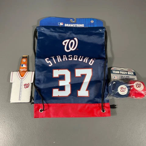 Washington Nationals MLB Ultimate Fan Gift Lot Fuzzy Dice, Bag, Bottle Sleeve Cover