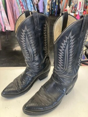 Botas de Vaquero del Oeste Dan Post Exóticas Iguana Lagarto Negras 8.5 D EE. UU. Foto 1 de 4