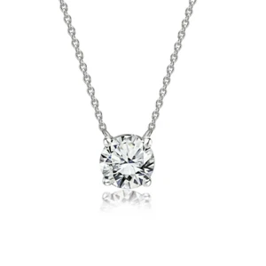 1 Carat round Cut Moissanite Solitaire Pendant Necklace in 18K White Gold over S - Picture 1 of 5