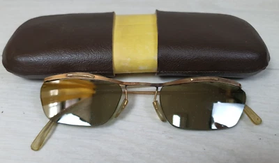 Vintage Retro Collectible Handmade Sunglasses Gold Plated Frame Mirror Glasses - Image 1 of 4