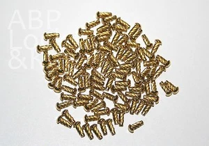 100, No.0 X 3/16" HAMMER DRIVE SCREWS STEEL BRASS PLATED - Picture 1 of 12