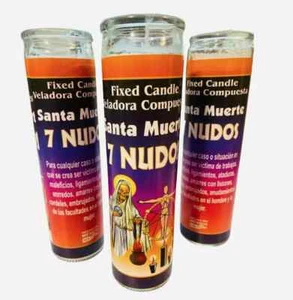 Santa Muerte 7 Nudos Veladora Para Limpias, rompe brujeria hechizos y maldicion - Picture 1 of 1