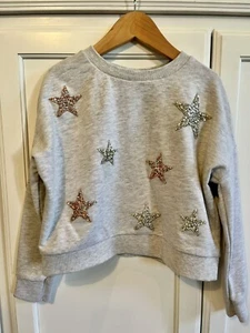 Justice Girls Size Small (5/6) Sweatshirt with Glittered Multi Stars Design - Picture 1 of 6