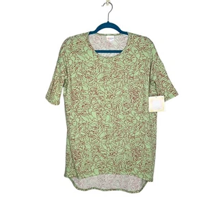 NWT Lularoe Irma Green Red Floral Leaf Print High Low Tunic Blouse Size XXS - Picture 1 of 10