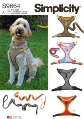 CRAFT SEWING PATTERN S9664 DOG HARNESS IN SIZES S TO L & LEASH TRIM OPTIONS - Image 1 of 2