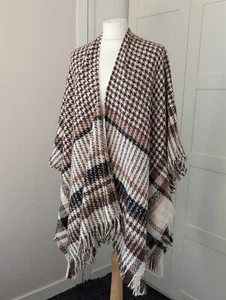Vince Camuto Monochrome Wrap Cardigan Beige & Brown One Size rrp68 - Picture 1 of 7