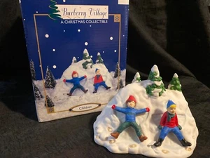 Burberry Village "Children" Christmas Snow Angels 4.25x6" Ceramic Kids Play EUC - Picture 1 of 8