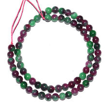 Natural Ruby Zoisite Gemstone 6 mm Round Smooth Beads 13 in Loose Strand KH07