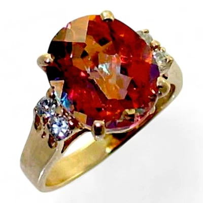 Anillo de mujer Twilight Fire Topacio, oro macizo de 10 KY o 14 KY, R244 Foto 1 de 4