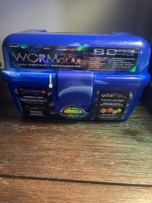 Caja de aparejos de pesca cargada South Bend Worm Gear 88 piezas ~ azul jaspeado ~ nueva sin etiquetas. Foto 1 de 4
