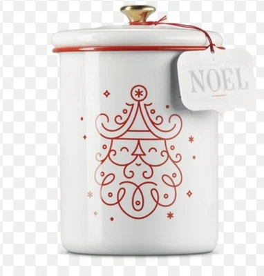 Nuevo en caja Le Creuset esmalte en acero tarro de galletas de Navidad Santa blanco 4,25 cuartos de galón Foto 1 de 4