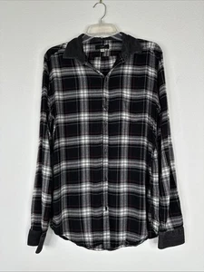 Diesel Button Up Shirt Mens Size M Plaid Denim Collar & Cuff Long Sleeve - Picture 1 of 12