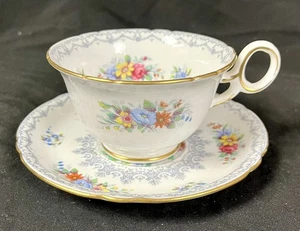 Vintage Shelley Teetasse & Untertasse Set gehäkelt England Floral Fine Bone China - Bild 1 von 11