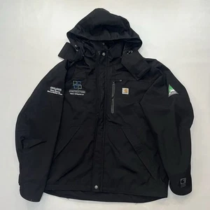 Men's Workwear Jacket Sz L Carhartt Style Black Patches - Picture 1 of 10