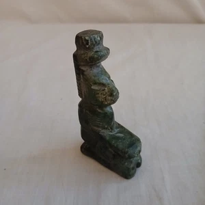 Estatuilla Maya Azteca Arrodillada Jade Negro 4" Precolombina Mesoamericana - Imagen 1 de 10