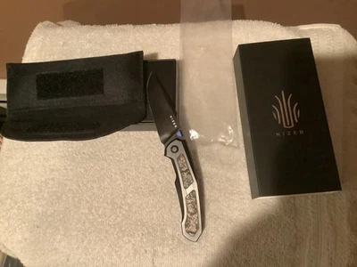 Kizer Feweed Clip Point Folding Pocket Knife S45VN  Titanium Handle .  - Image 1 of 4