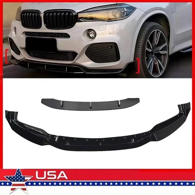 Front Spoiler Lip Splitter Fit For BMW X6 F16 M Sport 2015-2018 Gloss Black Foto 1 de 4
