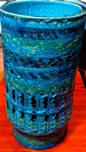 Aldo Londi Rimini Blu Series Bitossi Ceramic Vase Mid Century/9.75" READ - Picture 1 of 24