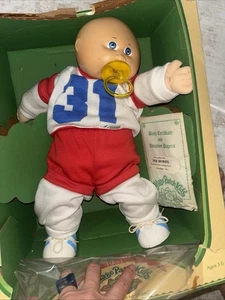 Cabbage Patch Kids Preemie Doll Pacifier Blue Eyes VTG HM1 SS Factory 14" Bald - Bild 1 von 7