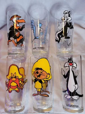 Lote de 6 gafas vintage 1973 Warner Bros Looney Tunes Pepsi Collector Series Foto 1 de 3