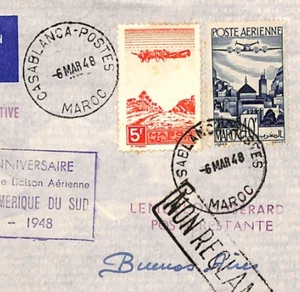 MOROCCO Air Mail Cover AIR FRANCE Casablanca 1948 ARGENTINA Buenos Aires XH152 - Picture 1 of 10