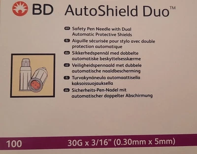 BD AutoShield Duo 30G x 3/16“ ( 5mm) 100Stück  Schnäppchenpreis MDH 31.12.27 OVP - Bild 1 von 2