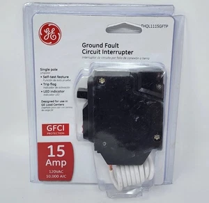 GE 15A Interruttore guasto a terra monopolare GFCI con autotest THQL1115GFTP - Foto 1 di 6