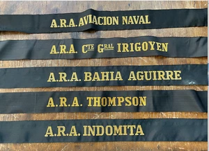 Cintas de gorras de marinero de colección de buques de guerra de la Armada Argentina. 3 Guerra de las Malvinas - Imagen 1 de 8