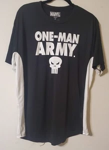 Marvel One-Man-Army Punisher Logo Men's T-Shirt Large Black 100% Polyester - Picture 1 of 3
