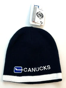 Cappello reversibile CCM Hockey Vancouver Canucks berretto NHL unisex bianco navy nuovo - Foto 1 di 8