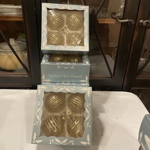 Vintage Kurt S. Adler Klarglas Glitzer Streifen Weihnachtsschmuck GC702/GO - Bild 1 von 6