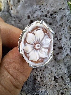 ANELLO IN ARGENTO 925% CON CAMMEO SARDONICO , ANELLO DONNA , ANELLO CON CAMMEO  - Immagine 1 di 4