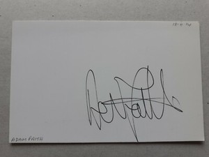 Adam Faith "Stardust" "McVicar" Personally Signed Card  AFTAL #216 COA