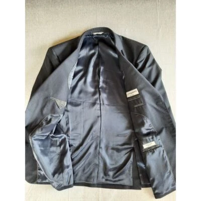 Blazer de lana Jhane Barnes 44R de sastrería de lona Super 140 a rayas de un solo pecho Foto 1 de 4